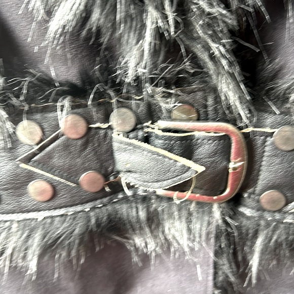 “Rachel Zoe”Black Suede Leather faux fur Vest - Picture 3 of 5